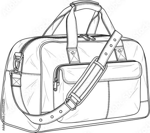 Classic and Spacious Duffel Bag with Adjustable Shoulder Strap Isolated on White, Ideal for Weekend Getaways, Business Trips, and Stylish Everyday Travel.