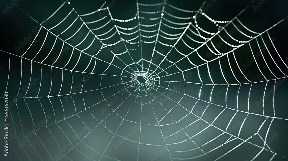 Naklejka premium Dew-Kissed Spiderweb: A Masterpiece of Nature's Art
