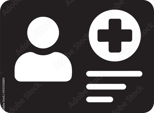 Silhouette health insurance card icon symbolizing medical coverage, patient identity, and healthcare access.