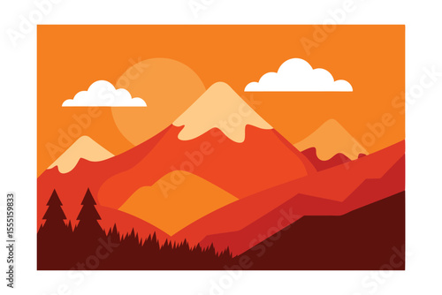 Majestic Sunset Mountain Landscape A Stunning Illustration of Nature's Grandeur