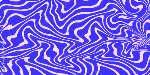 Blue Wavy Lines Abstract Background in Trendy Retro Psychedelic Style. Twisted, Swirled, and Distorted Vector Texture Pattern