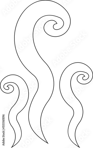 Aromas vaporize icon trendy flat hand drawn line comic doodle. Smells vector, hot aroma air fragrance , stink or cooking steam symbols, smelling or vapor, smoking or odors. cloud or wind silhouette.
