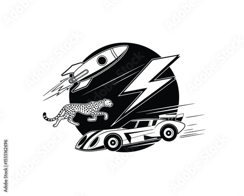Fast things logo icon vector in black color with white background.