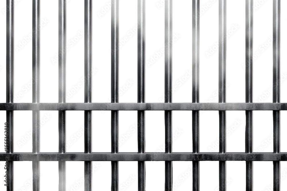 Stainless prison jail bars isolated on transparent background with fog for dramatic effect and emphasis Stainless prison jail bars isolated on transparent background with fog for dramatic effect and emphasis