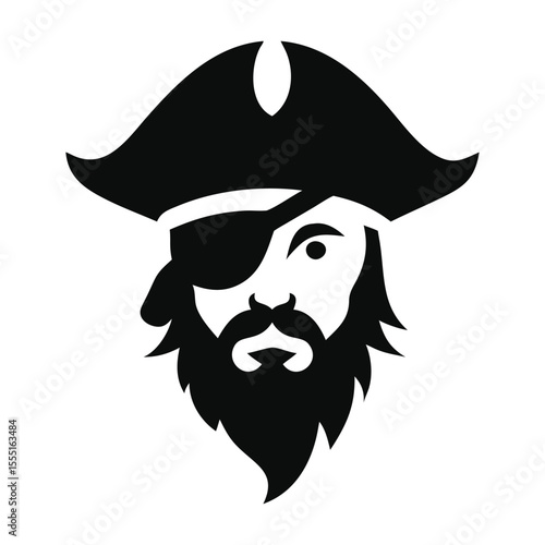 Pirate Head Vector with Hat Silhouette