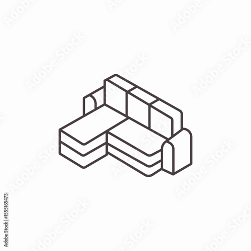 l shaped sofa icon sign vector