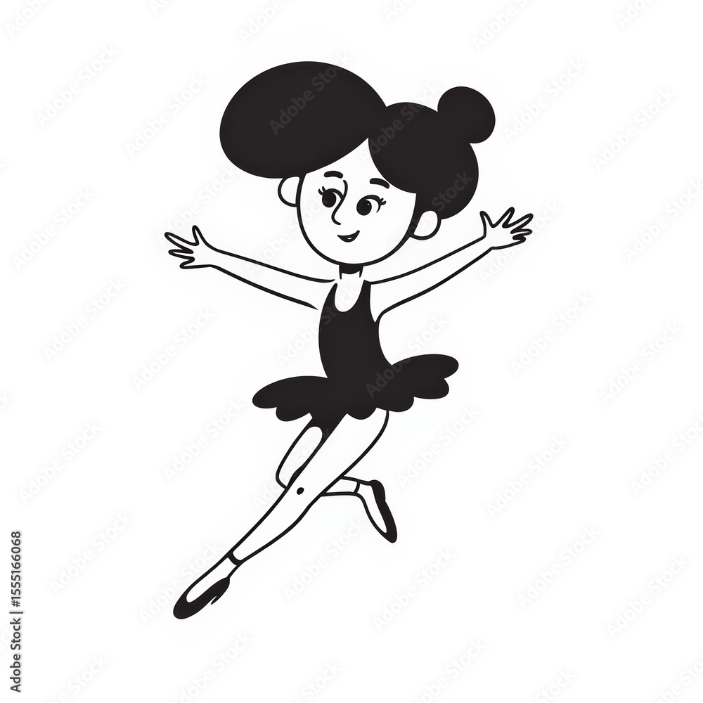 Fototapeta premium A girl in a black dress is dancing