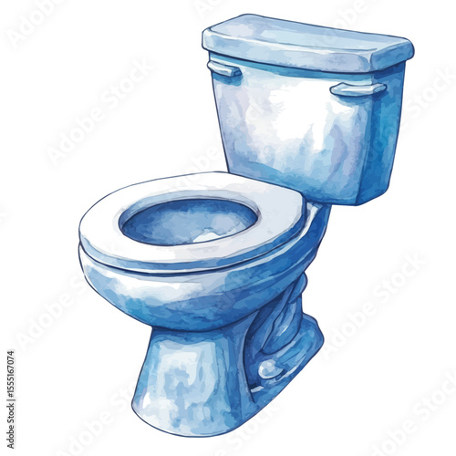 Toilet, watercolor painting vector, isolated on a white background.