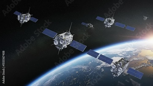 Satellite constellation orbiting Earth.