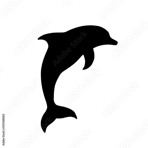 Minimalistic Black Line Dolphin Vector Icon on White Background with Clean and Modern Aesthetics