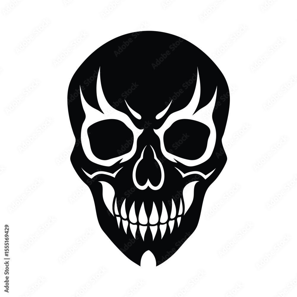 Fototapeta premium Death skull black vector silhouette