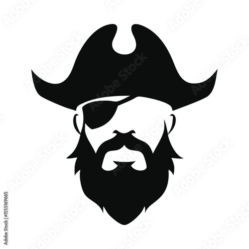 Pirate Face with Beard and Hat