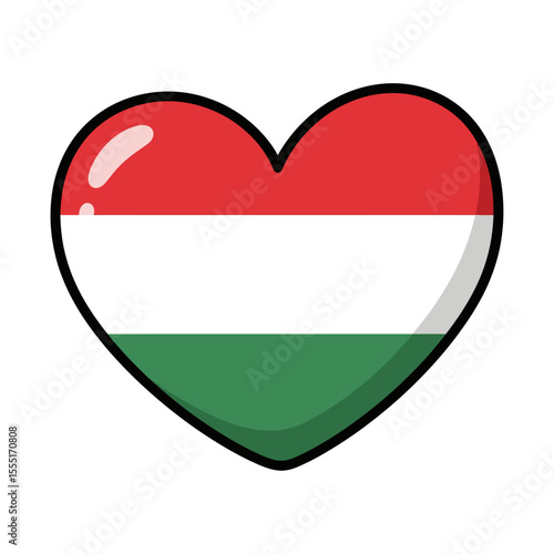 Heart Shaped Hungary Flag Vector illustration isolated