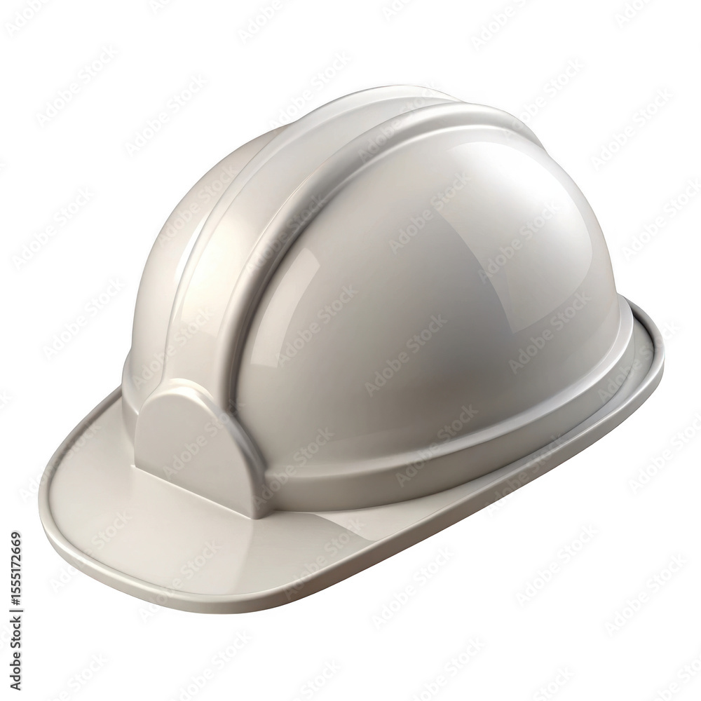 Fototapeta premium Shiny white hard hat safety headwear for construction workers isolated on transparent background