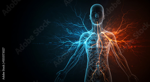 Human Anatomy Energy Flow and Vascular System Illustration