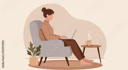 Woman Working From Home Cozy Comfort Meets Productivity
