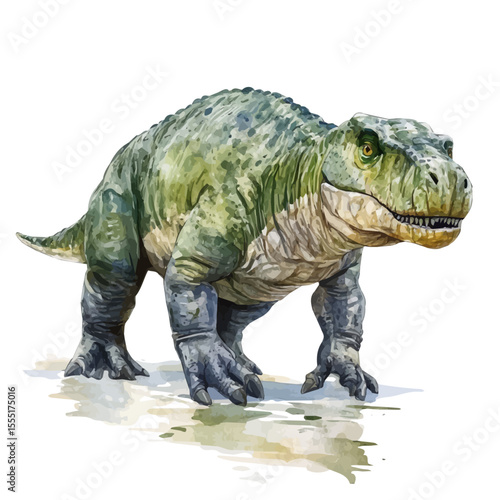 Thrinaxodon, watercolor vector, isolated on a white background.