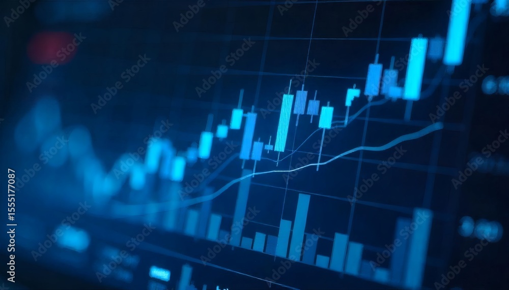 A blue line on a stock market chart resembles an ECG wave, illustrating the pulse of finance and business growth like a heartbeat on a monitor A blue line on a stock market chart resembles an ECG wave, illustrating the pulse of finance and business growth like a heartbeat on a monitor