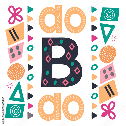 Letter B with colorful decorative geometric design