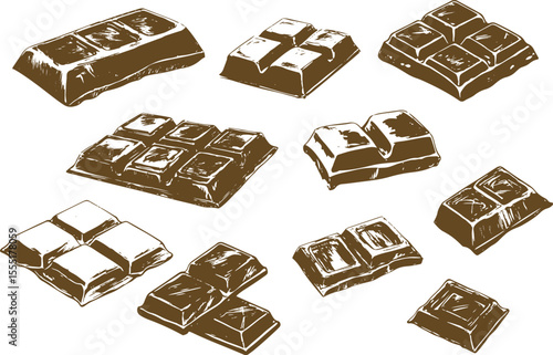 set of grunge vector chocolate bars