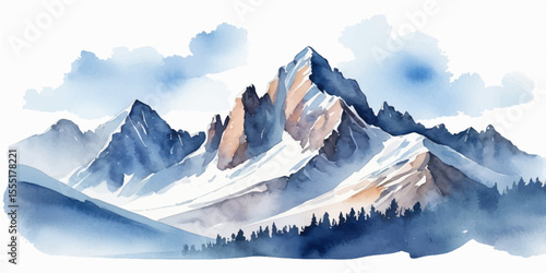 Snow-capped peaks pierce the sky, creating a breathtaking alpine landscape in the morning sun