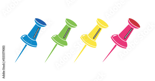 Colorful Pushpins in a Row – Clean Office Supplies Display
