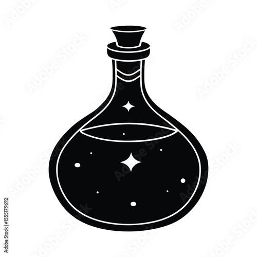 Witch potion bottle vector silhouette