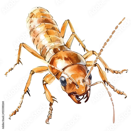 watercolor of Termite Close Up, vector, isolated on a white background.