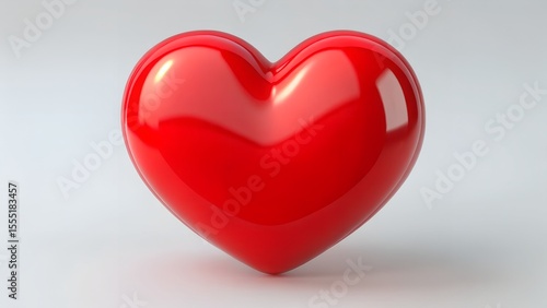 Wallpaper Mural Glossy red heart shape symbol on a clean light gray background Torontodigital.ca