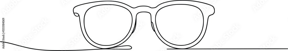 Fototapeta premium Minimal Eyeglasses One Line Drawing, Optical Glasses Vector Design.