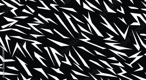 Abstract Geometric Shards: Black and White Seamless Pattern
    Dynamic High Contrast Jagged Shapes Background
    Shattered Monochrome: Edgy Abstract Vector Texture
    Modern Dazzle Camouflage 