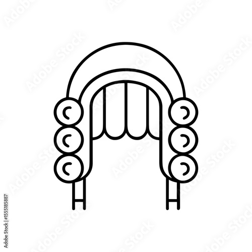 Judge wig icon symbolizing judicial authority and legal tradition – outline version