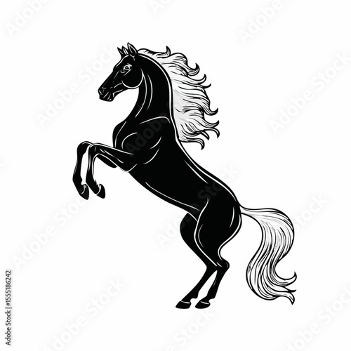 Horse Stand On Hind Legs Image vector Isolated on white Background.