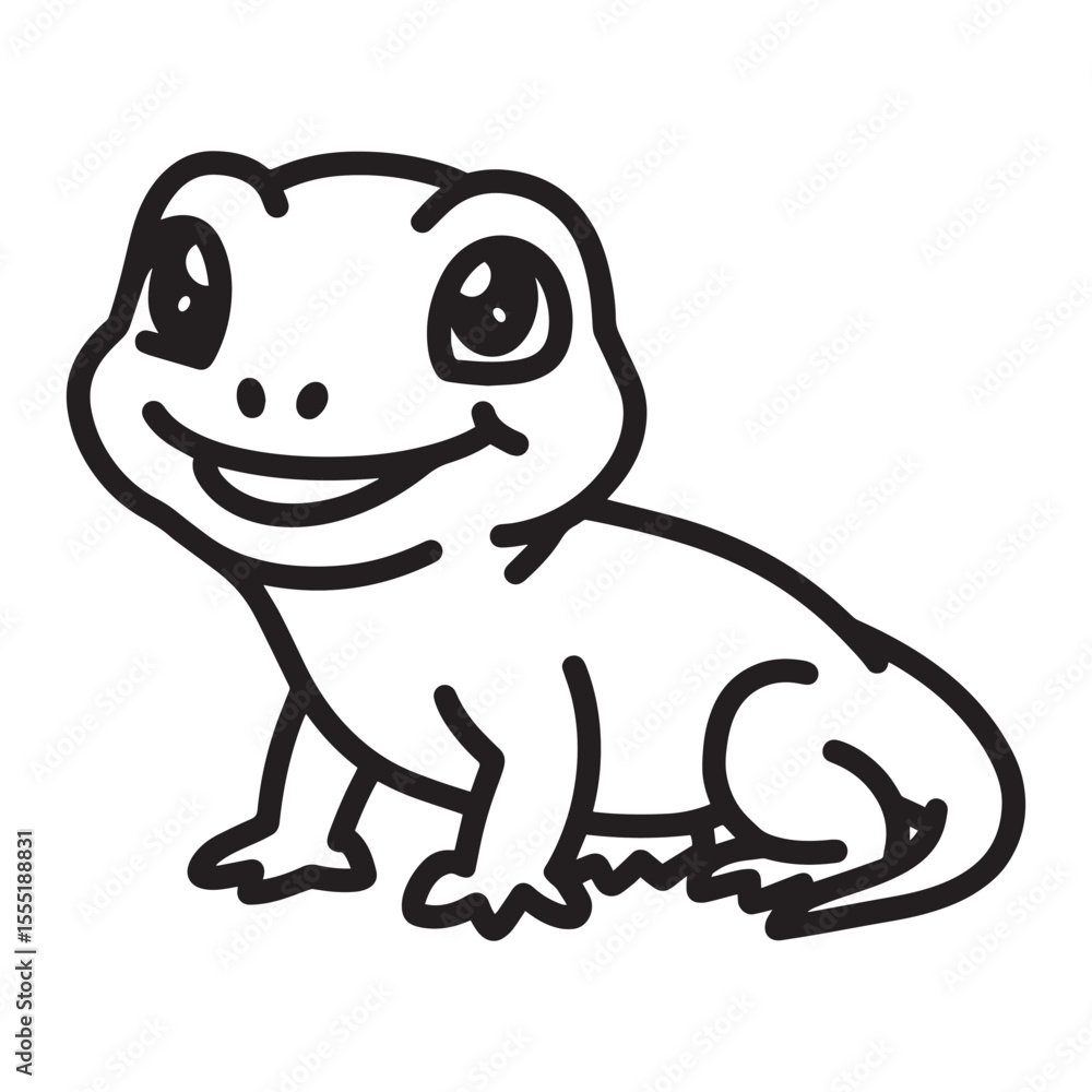 Lizard Gecko animal flat outline vector illustration on white background Lizard Gecko animal flat outline vector illustration on white background