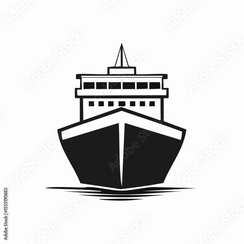 Cargo Ship logo design Front View Stock Illustrations on white background