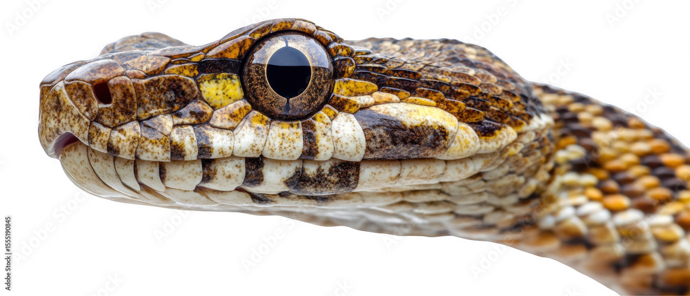 Fototapeta premium Snake head close-up transparent background animal cutout detailed texture nature wildlife