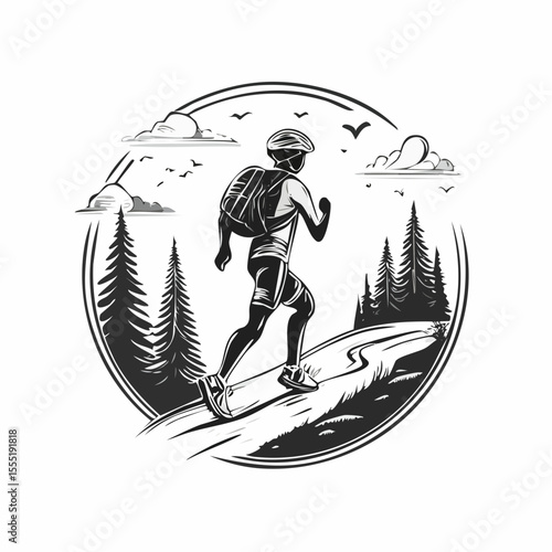 Trail Run Vector Art, Icons, and Graphics isolated on white background.