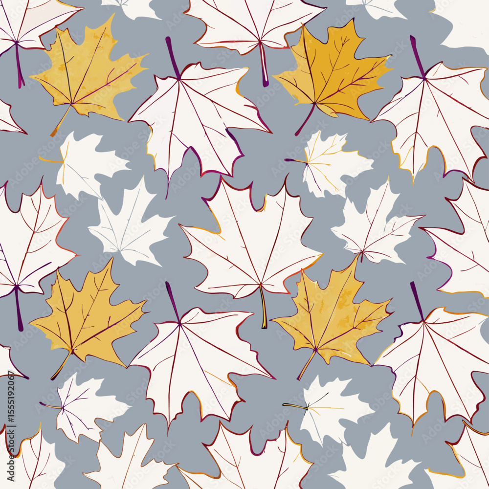Obraz premium Autumn Maple Leaves Seamless Pattern, Fall Design
