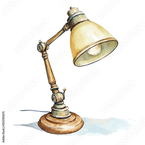Table Lamp, watercolor clipart vector, isolated on a white background.