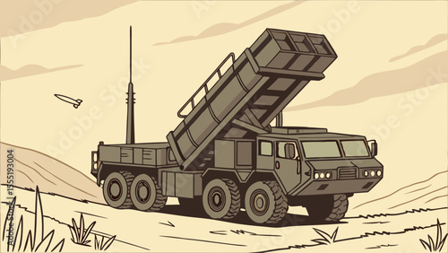 Military Missile Launcher Vehicle in Action.