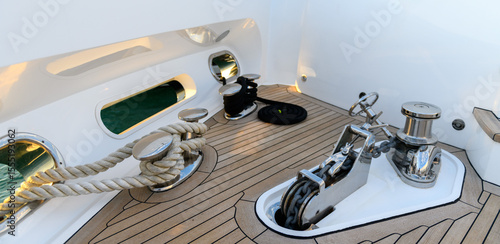 Photos Anchor winch and cleat on superyacht