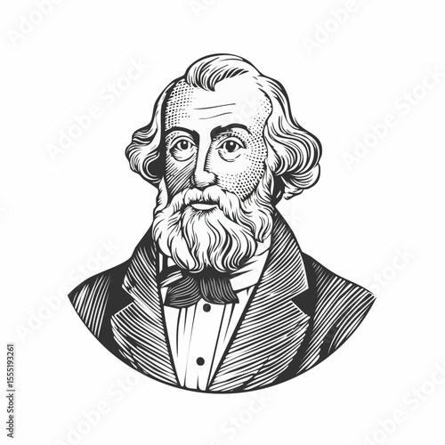 Galileo Galilei vintage Vector Image Illustration isolated on white background.