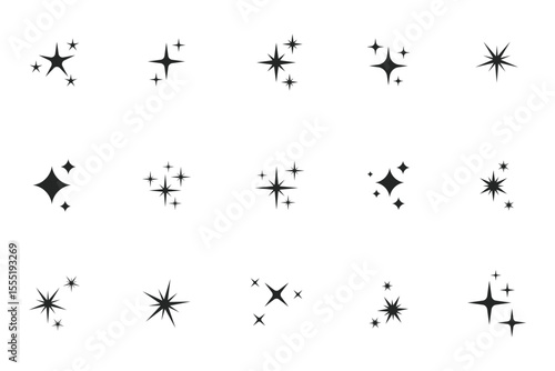Illustration Vector with Set of Variant Sparkling Stars