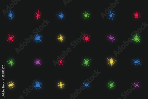 Illustration Vector with Set of Variant Sparkling Stars