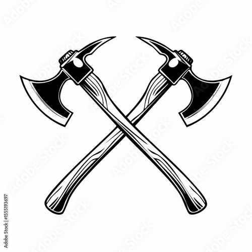 Crossed Battle Axes Image vector isolated on white background.