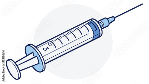 Cartoon Syringe Illustration with Needle and Volume Markings.