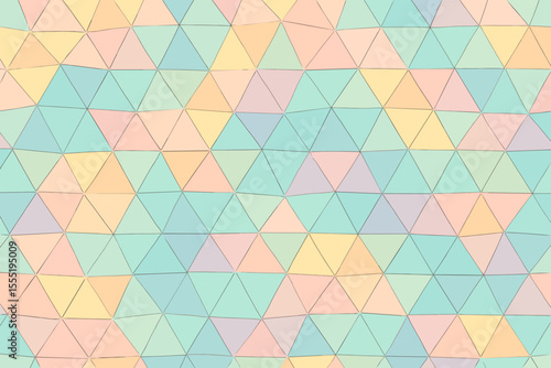 Seamless pastel geometric triangle mosaic pattern. Abstract polygonal background. Soft color low poly texture. Modern vector tile design for wallpaper, fabric, wrapping, web, digital art, decoration