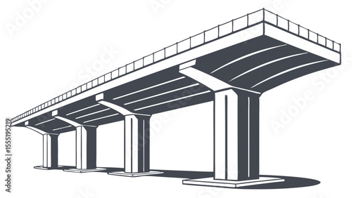 Elevated Highway Structure with Concrete Pillars Illustration.