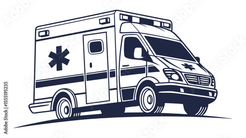 Emergency Medical Service Ambulance Vehicle Illustration.
