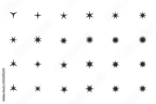 Illustration Vector with Set of Variant Sparkling Stars